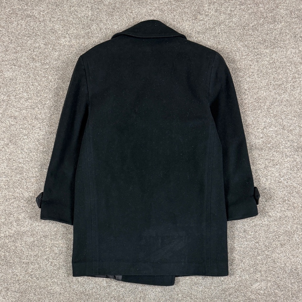Vintage Perry Ellis Black Double Breasted Pea Coat Womens 4 Preppy Winter Jacket - Picture 2 of 14